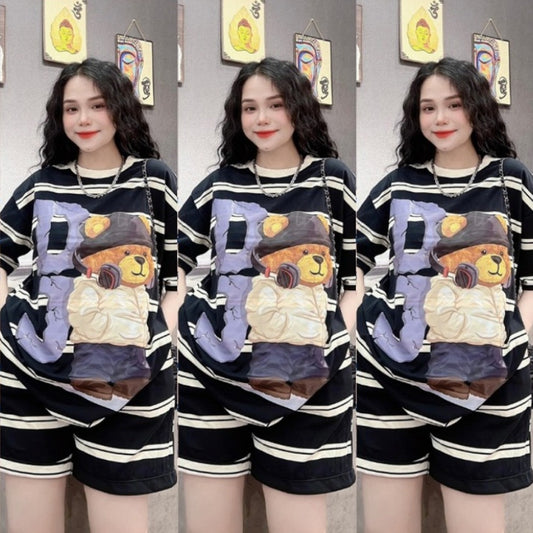 Printed Fashion Short Sleeve T-shirt & Shorts for Women