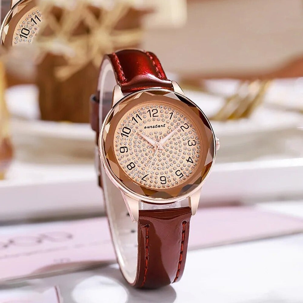 Leather Strap Stylish Analogue Wristwatch for Women