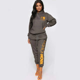 Text Printed Trendy Hooded Sweatshirt & Pants for Women