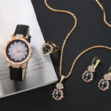 Premium Style 5 Pcs Jewlery Watch Set for Ladies