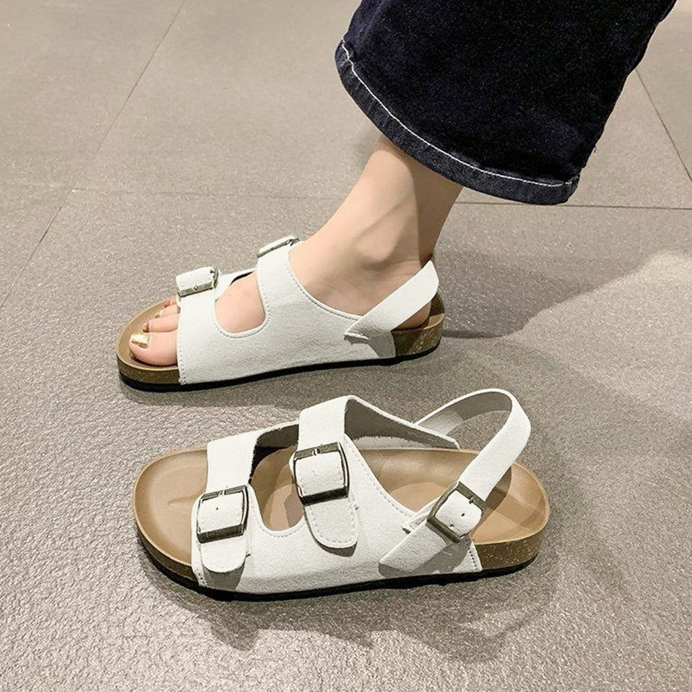 Beach Fashion Solid Strap Buckled Sandals for Women