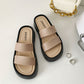 Two Band Solid Casual Thick Sole Fashion Sandals for Women