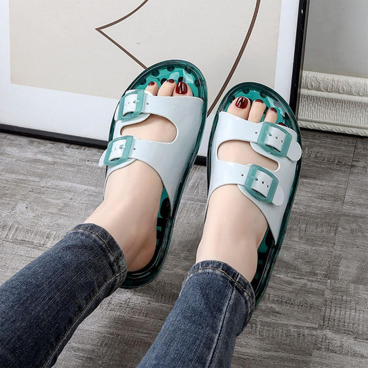 Office Outdoor Wear Buckled Fashion Flat Sandals for Women