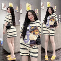 Printed Fashion Short Sleeve T-shirt & Shorts for Women