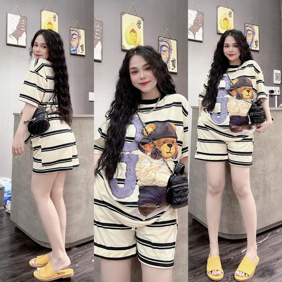 Printed Fashion Short Sleeve T-shirt & Shorts for Women
