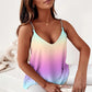 V Neck Design Pattern Top Sleeveless Zipper Camisole Top