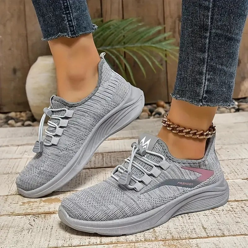 Mesh Solid Orthopedic Pattern Lace Up Shoes for Women