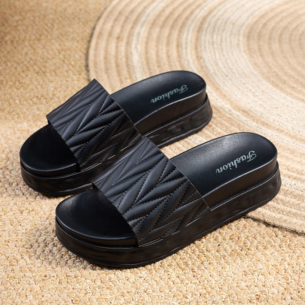 Party Casual Wear Solid Color Thick Sole Flip Flop Sandals
