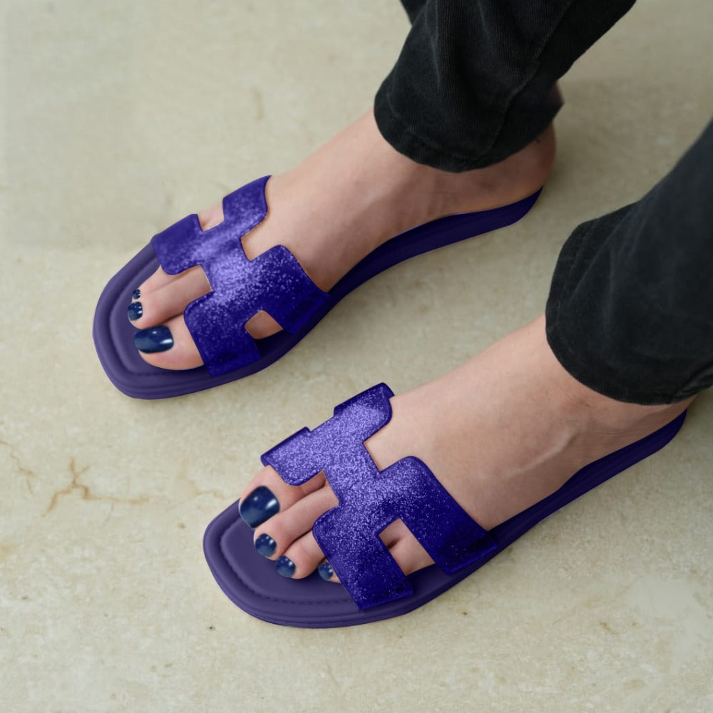 H Shape Fashion Solid Flat Sandals for Women