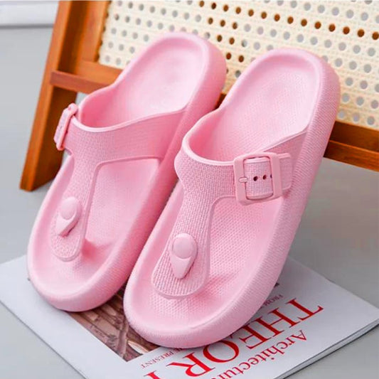 Solid Color Fashion T-strap Sandals for Women
