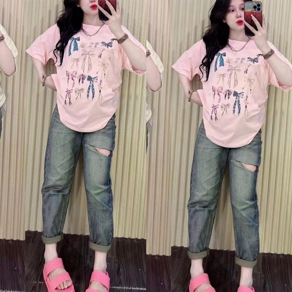 Printed Fashion Casual T-shirt & Pants for Women