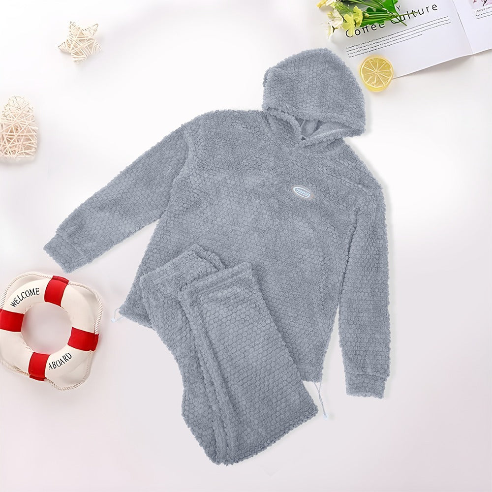Solid Fur Fashion Hoodies & Pants for Women