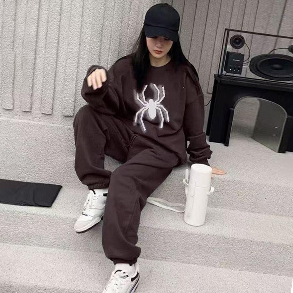 Text Printed Style Pullover & Solid Pants for Women