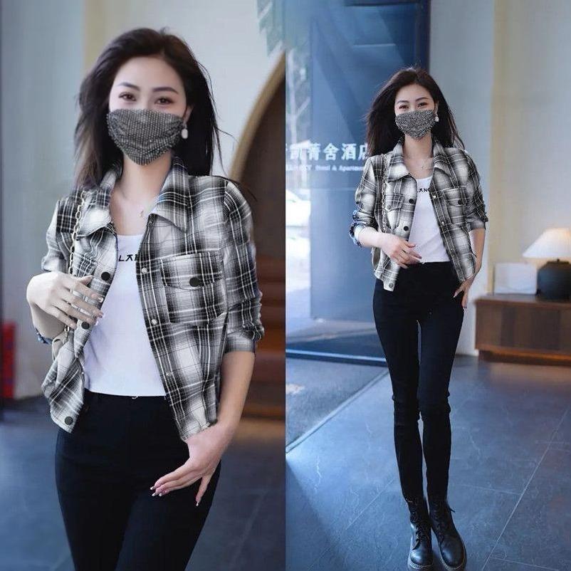 Checkered Korean Fashion Full Sleeve Shirt for Women