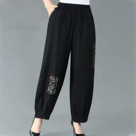 Vintage Ethnic Fashion Elastic Waist Baggy Harem Pants for Women