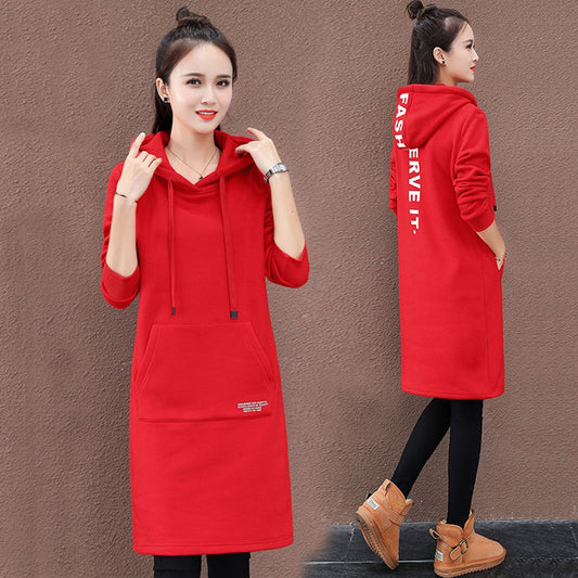 Winter Warm Long Fashion Hooded Dress for Women