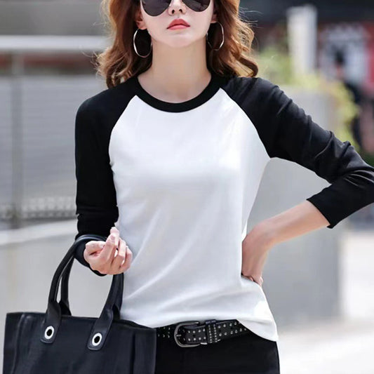 Round Neck Casual Long Sleeved T-shirt for Women