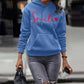 Smile Text Printed Fashion Solid Fashion Hoodies for Women
