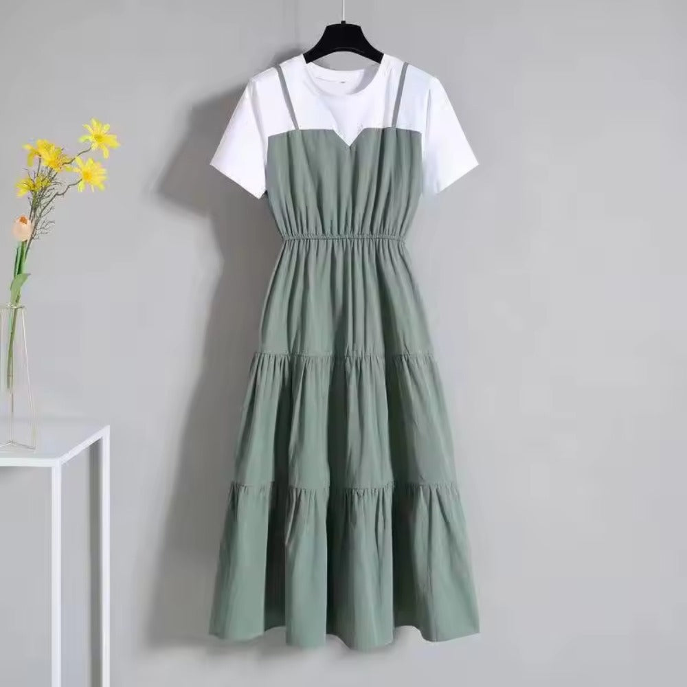 Korean Fashion Strapless Midi Slimming Dress for Women