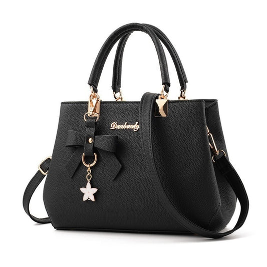 PU Leather Solid Color Star Decor Hand Shoulder Bag for Women
