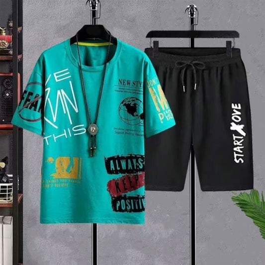 Graphics Printed Style Short Sleeve T- Shirt & Shorts for Men