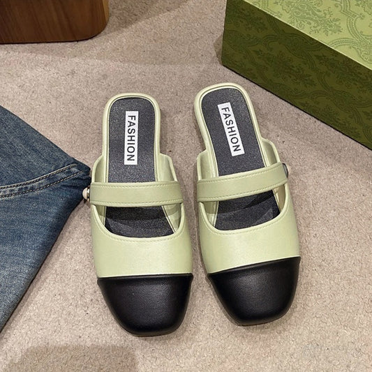 Buckle Fashion Flat Strap Closed Toe Shoes for Women
