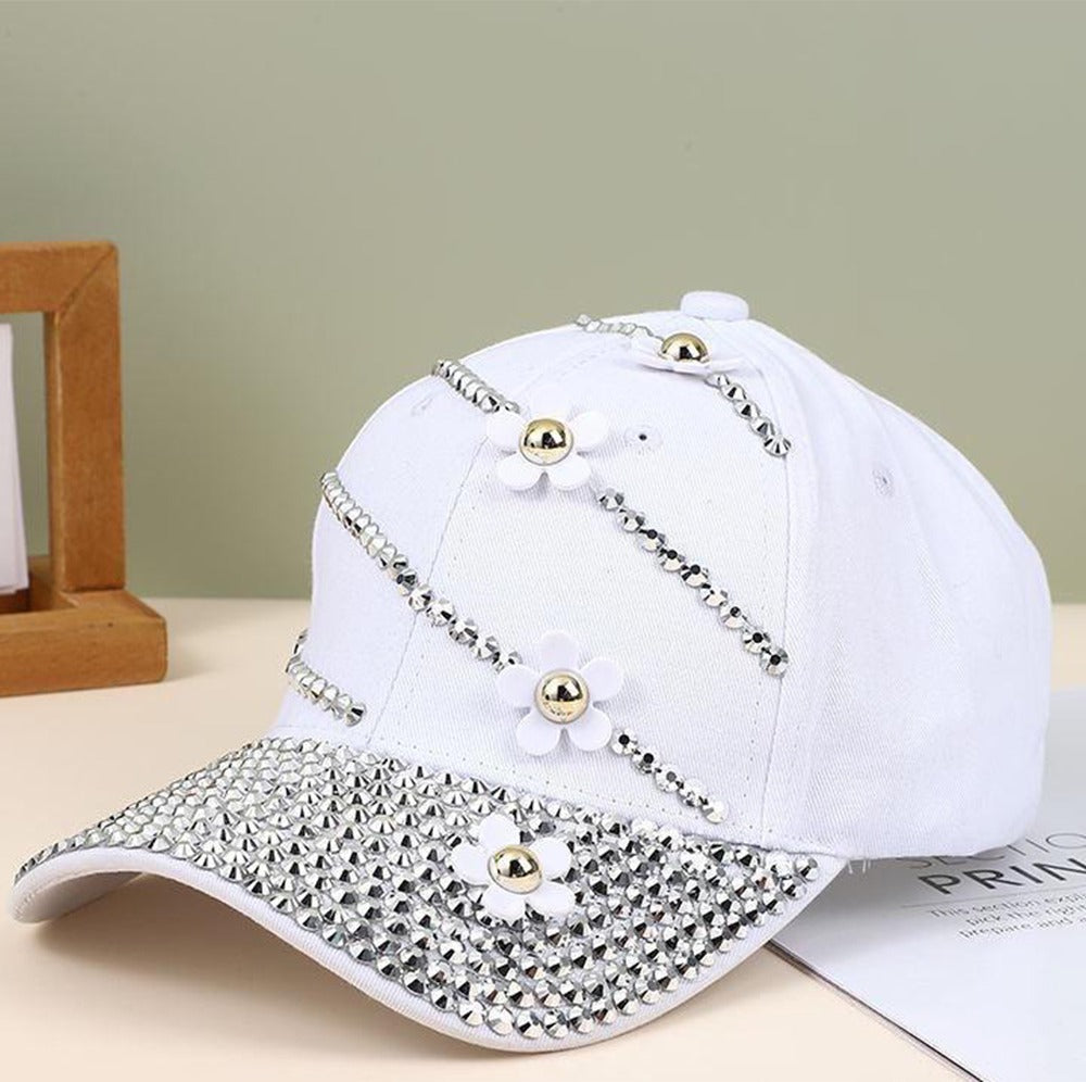 Bling Fashion Baseball Cap with Flower for Women