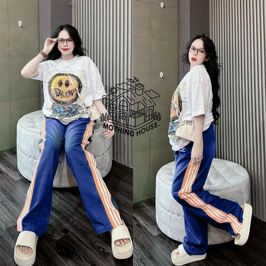 Printed Fashion T-shirt & Long Wide Leg Pants for Women