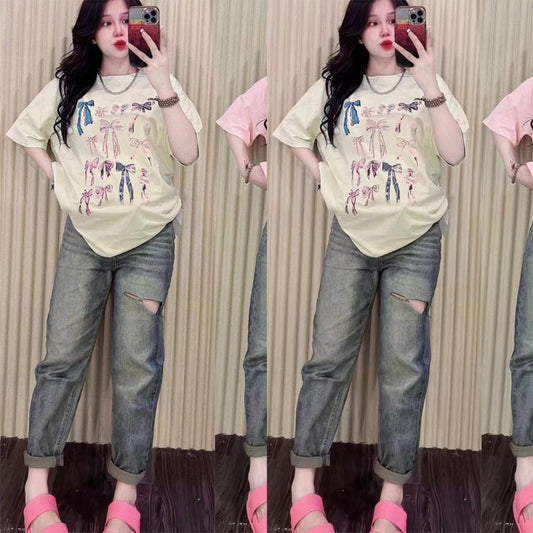 Printed Fashion Casual T-shirt & Pants for Women