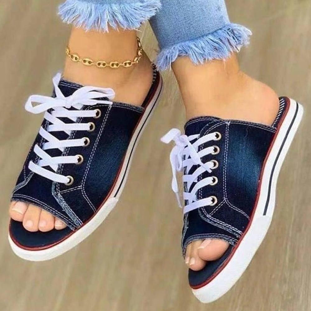 Peep Toe Denim Fashion Soled Sandals for Women