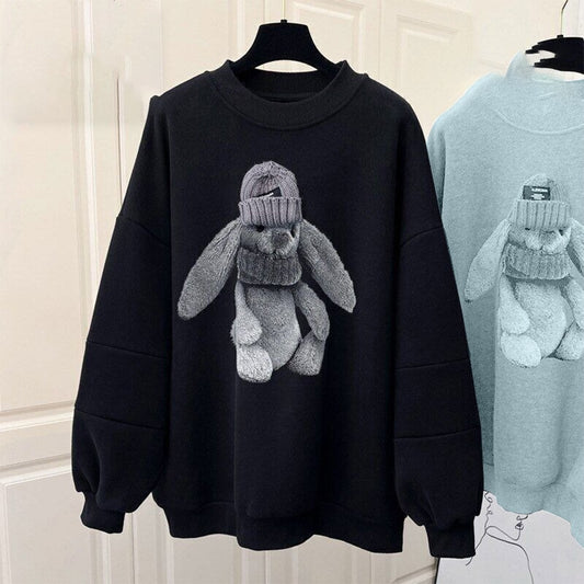 Rabbit Printed Fashion Long Sleeve Sweatshirt for Women