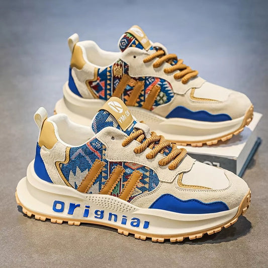 Thick Sole Printed Fashion Wedge Running Shoes for Men