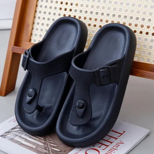 Solid Color Fashion T-strap Sandals for Women