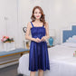 Satin Fux Solid Lace Sleepwear Nightdress for Ladies