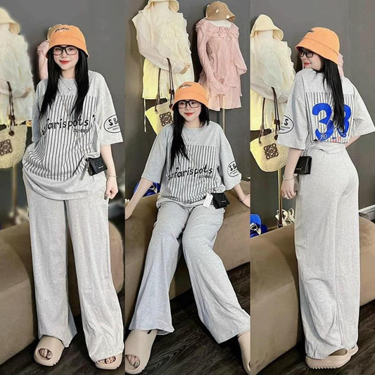 Oversized Round Neck T-shirt & Wide Leg Pant for Women