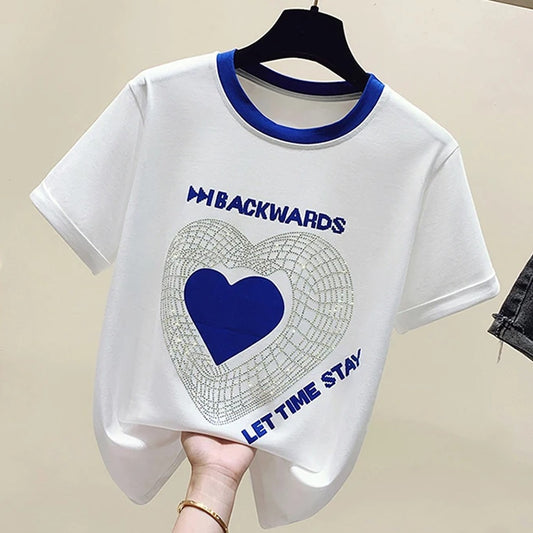 Love Pattern Casual Short Sleeve T-shirt for Women