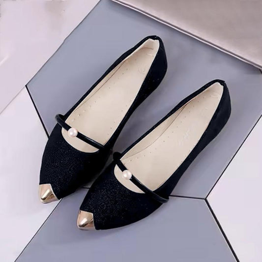 Elegant Pearl Flat Pointed Toe Flat Shoes for Women