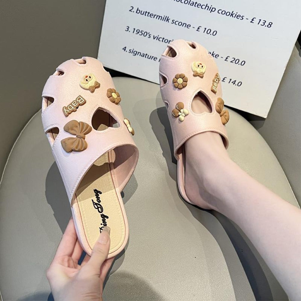 Round Toe PVC Platform Slip-On Sandals for Women