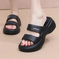 Double Bar Solid Slip-On Thick Sole Sandals for Women
