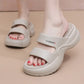 Double Bar Solid Slip-On Thick Sole Sandals for Women