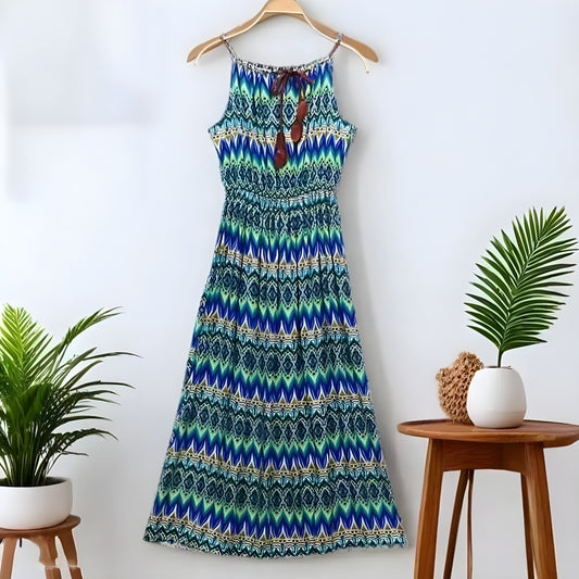 Printed Pattern Fashion Sleeveless Maxi Dress for Women