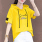 Solid Printed Fashion Hooded Short Sleeve T-Shirt for Women