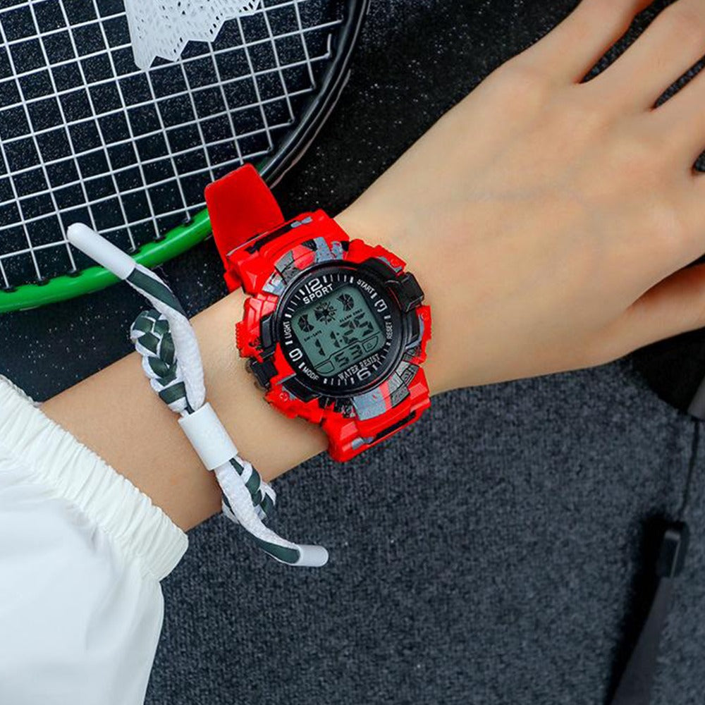 Digital Water-Resistant Rubber Sports Watch for Men & Women