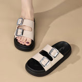 Double Buckle Fashion Synthetic Beach Street Sandals for Women