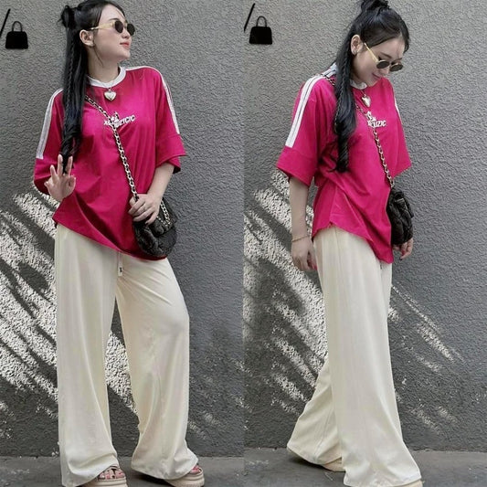 Street Wear Fashion Oversized T-shirt & Long Pants for Women