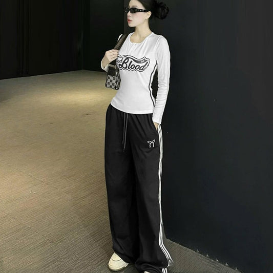 Stylish Printed Fashion Full Sleeve T-shirt & Wide Leg Pant for Women