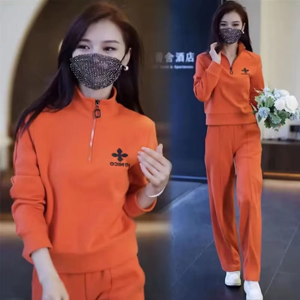 Full Sleeve Solid Color Casual Tracksuit Dress for Women