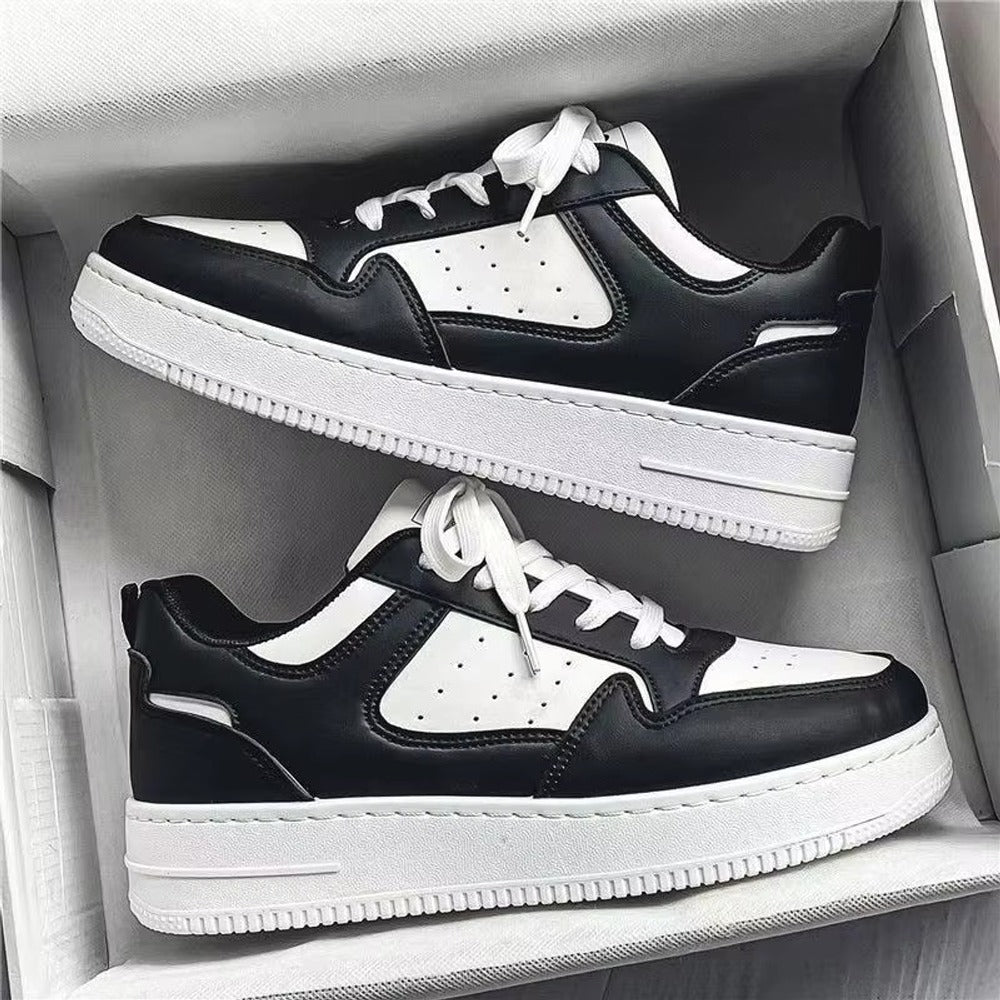Thick Heel Fashion Solid Color Lace Up Sneakers for Women