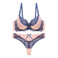 Floral Pattern Padded Lace Fashion Bra & Panty Set for Women