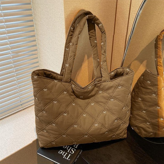 Puffer Fashion Tote Snap Commuter Korean Popular Handbags for Women
